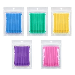 100 Pieces Disposable Micro Applicator Microbrush Eyelash Cleaning Brush Micro Swab Applicator For Eyelashes Extension